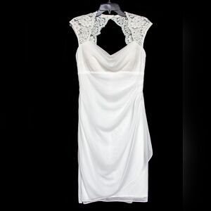 Xscape by Joanna Chen, Ivory cocktail dress with cap sleeves 10